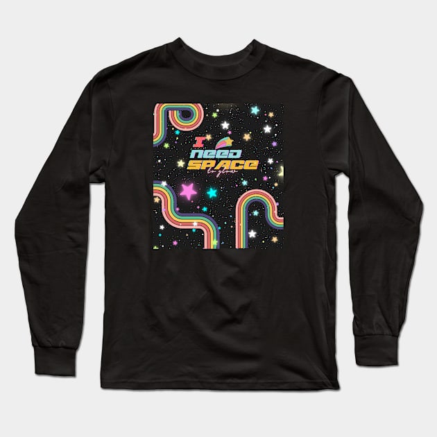 I NEED SPACE ~ to glow ~ RetroStyle Long Sleeve T-Shirt by Moonpixels